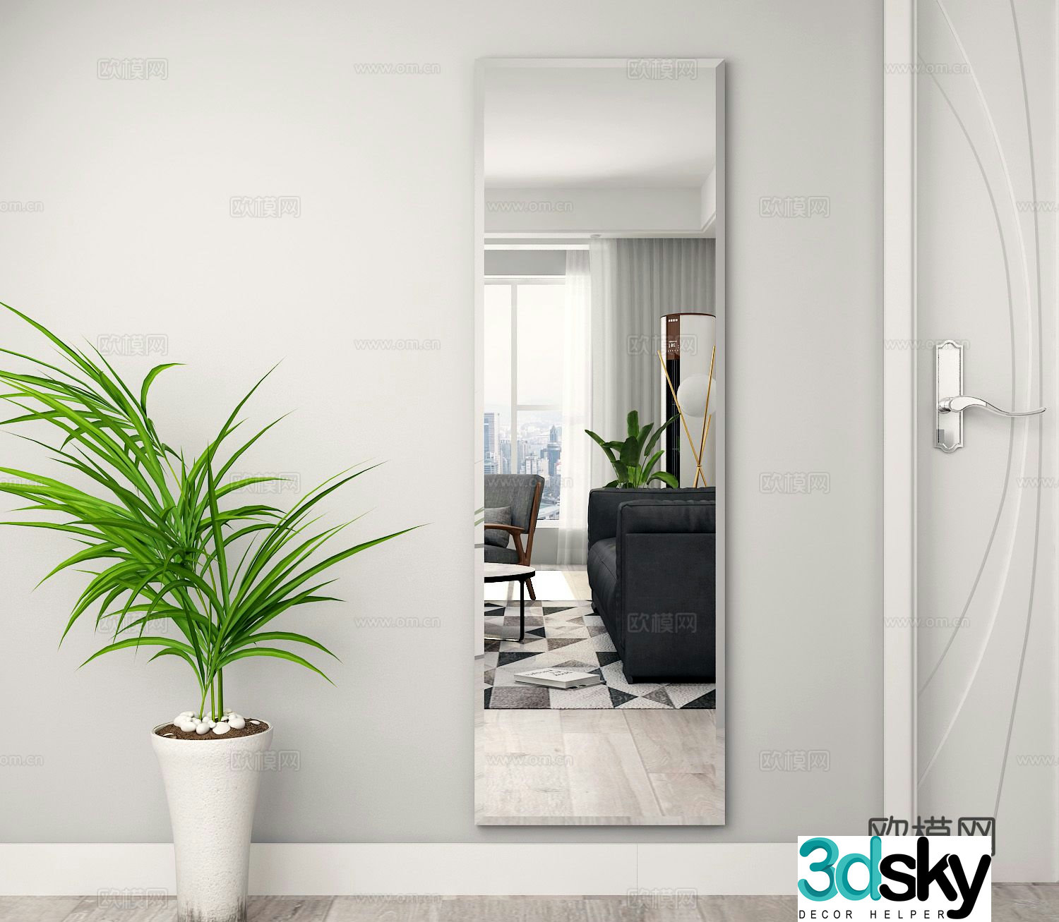 Modern full length mirror living room mirror 3d model