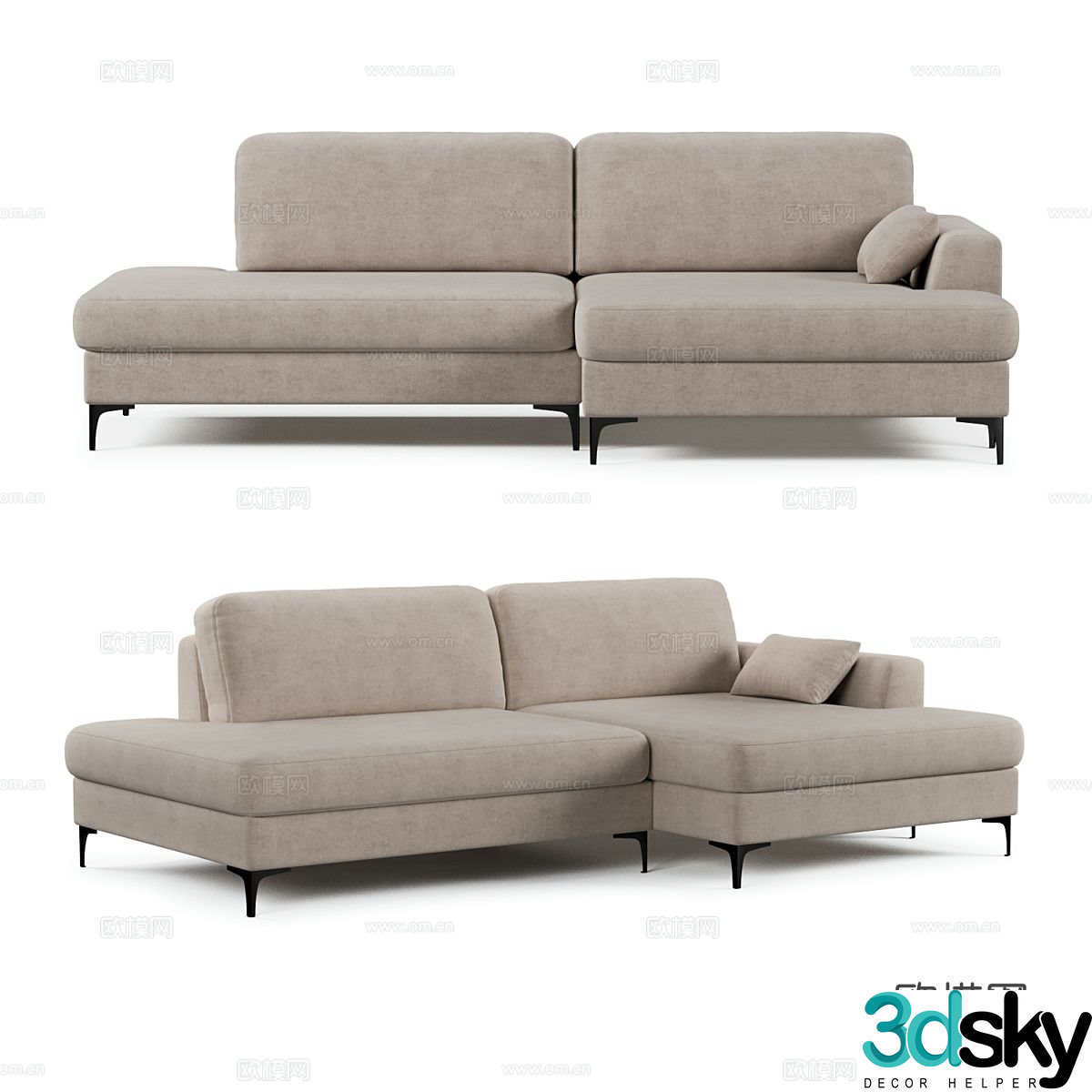 Modern minimalist sofa double sofa 3d model