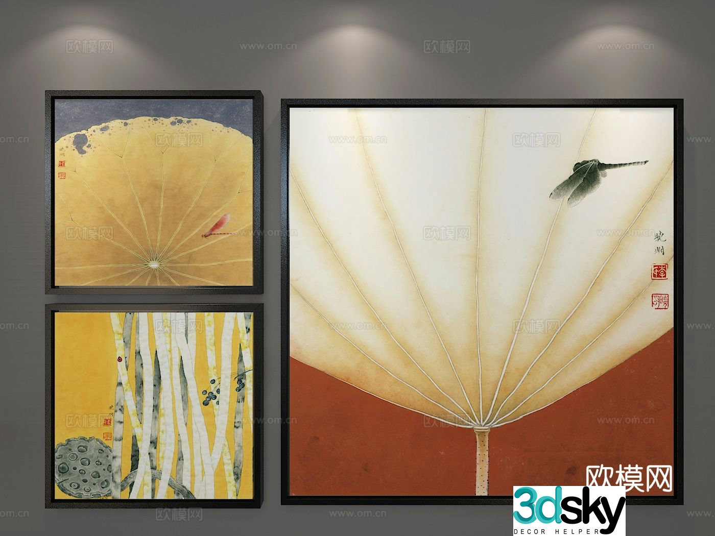 New Chinese style art painting decorative painting 3d model