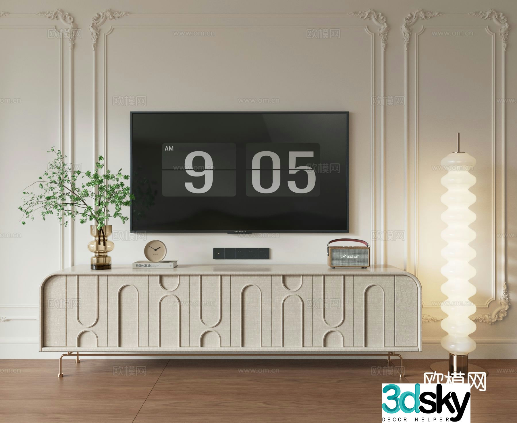 Cream style TV cabinet 3d model