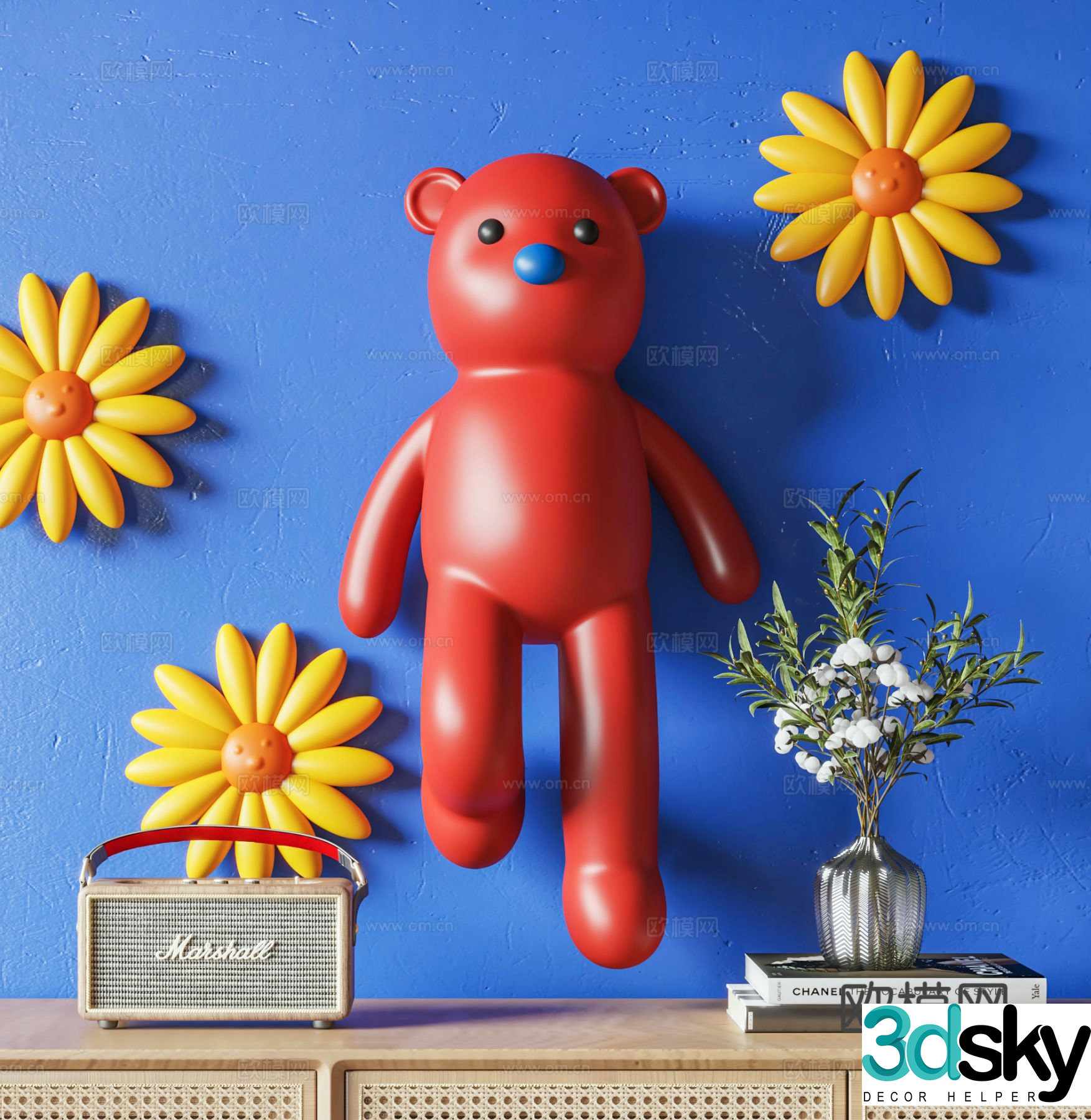 Little Bear Trendy Toy Sculpture Doll Cartoon Ornament 3D Model