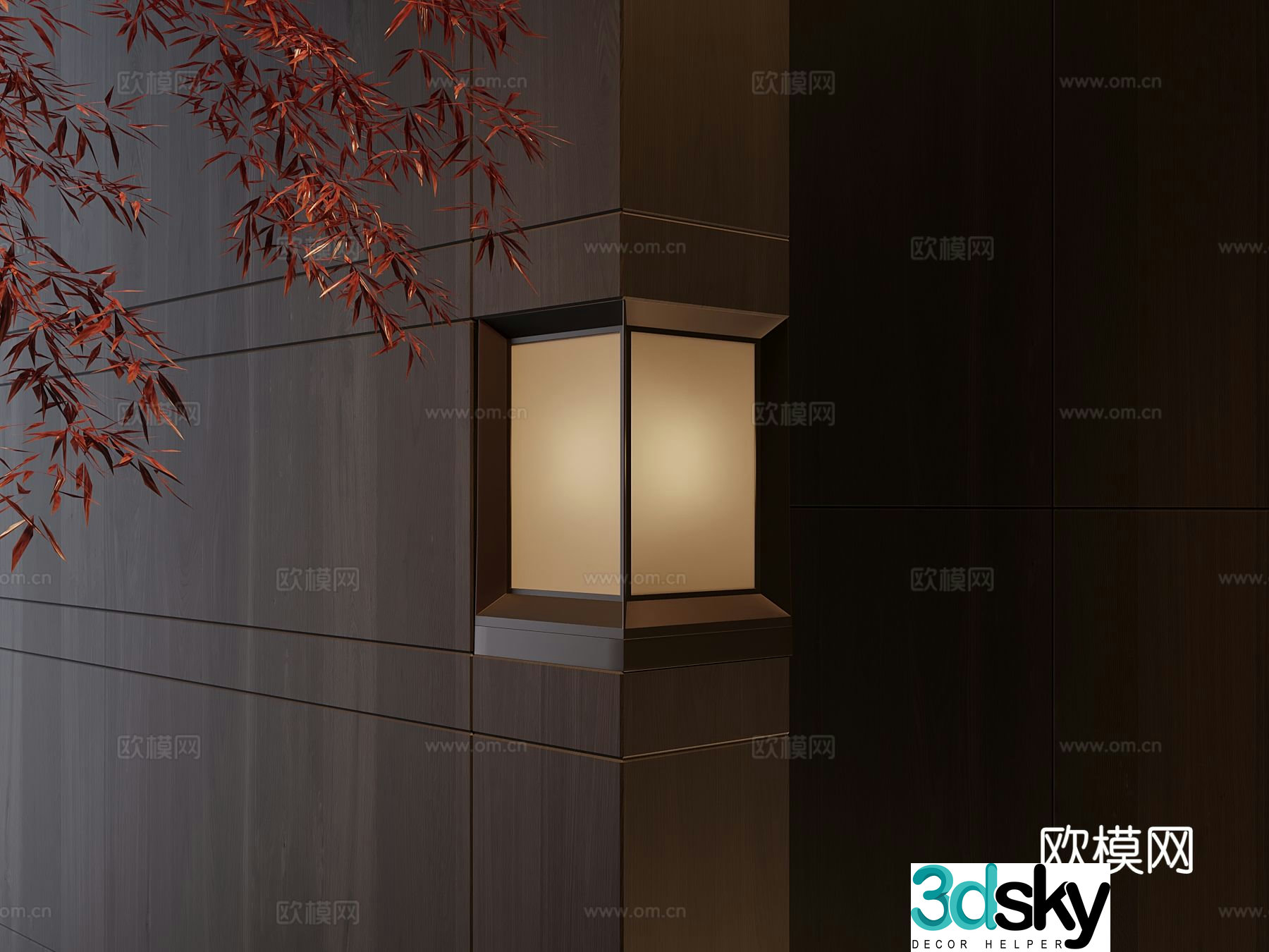 New Chinese style recessed wall lamp corner wall lamp 3D model