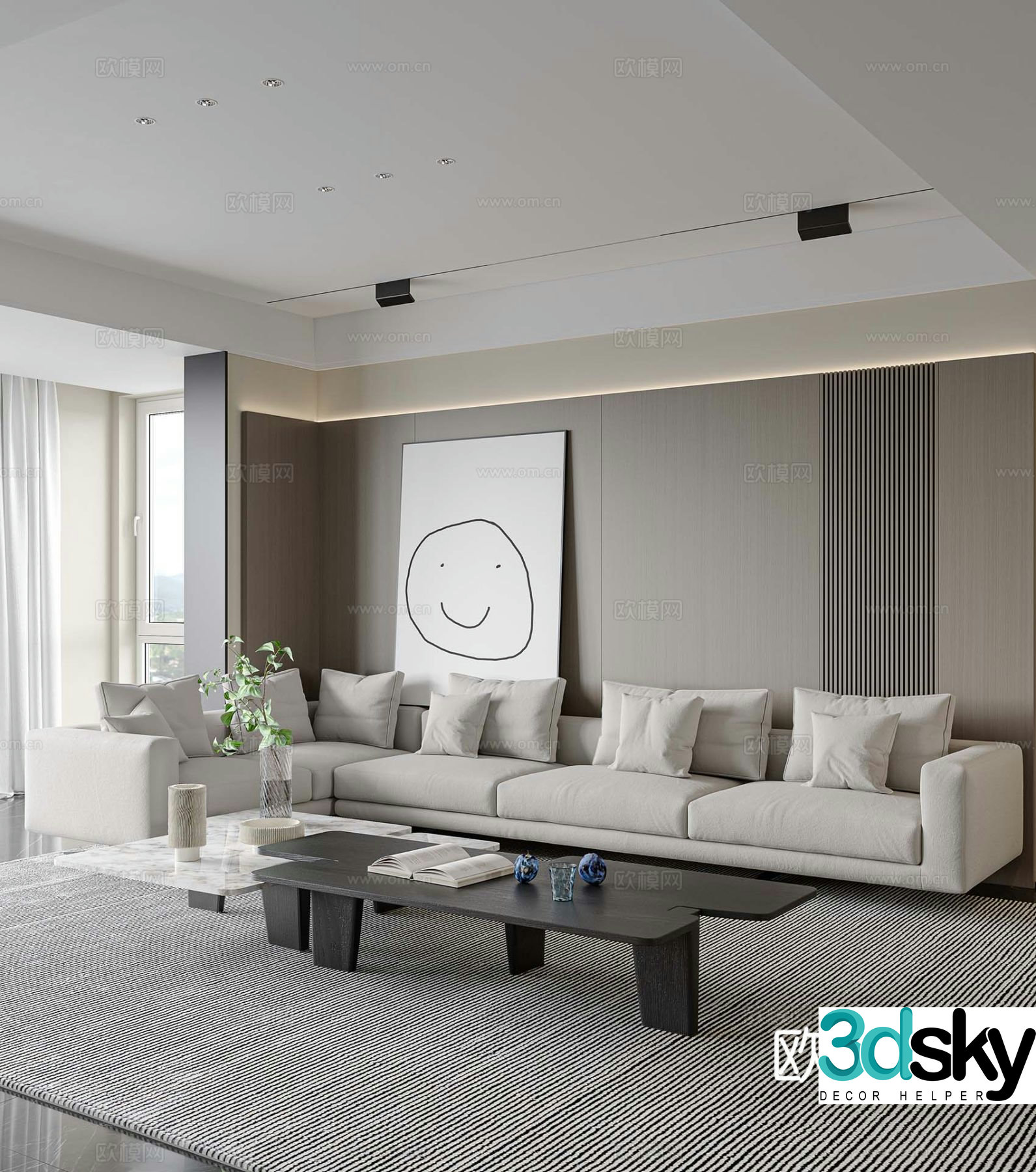 Modern sofa coffee table corner sofa modular sofa 3d model