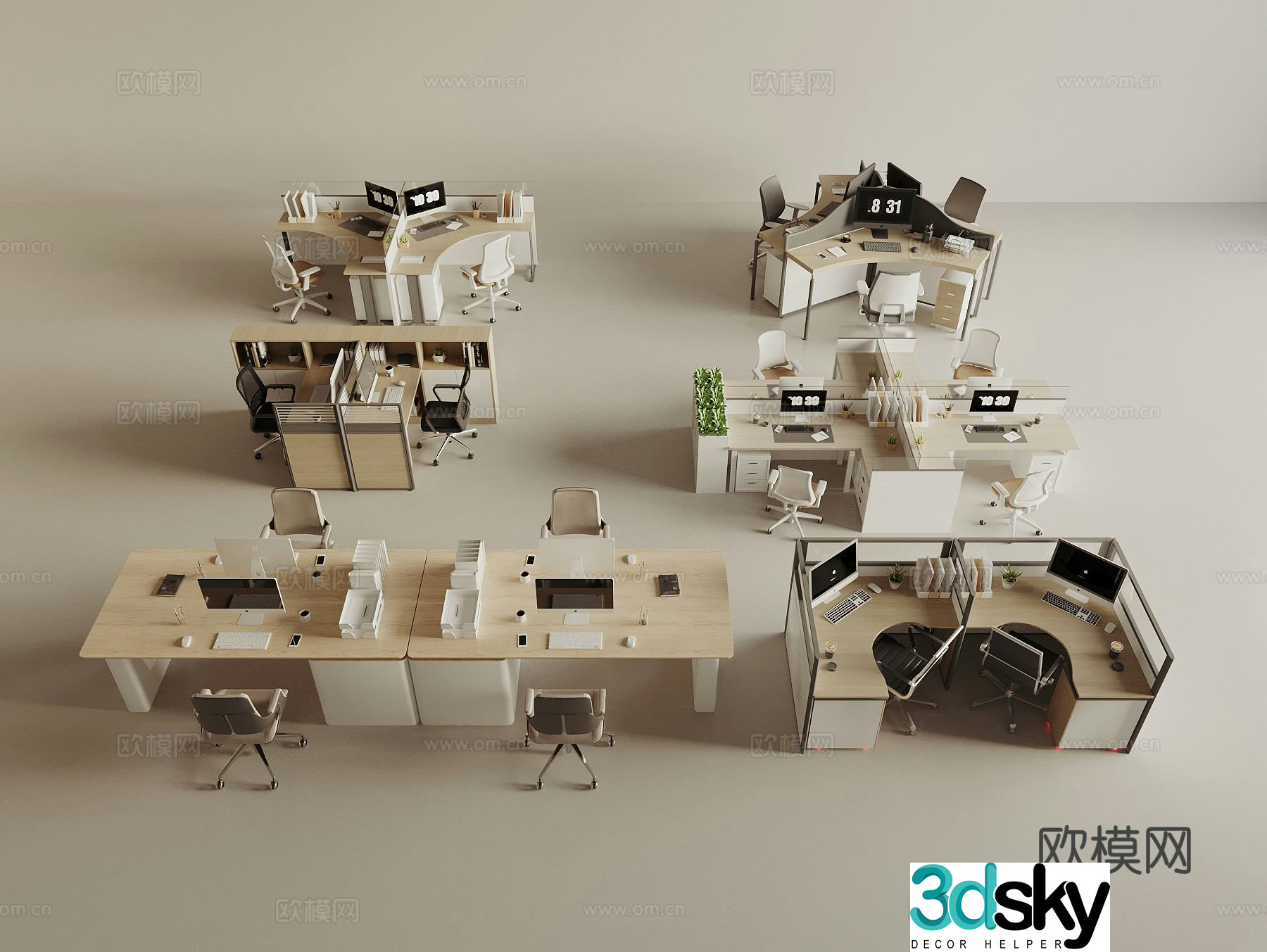 Card space desk work station post 3d model