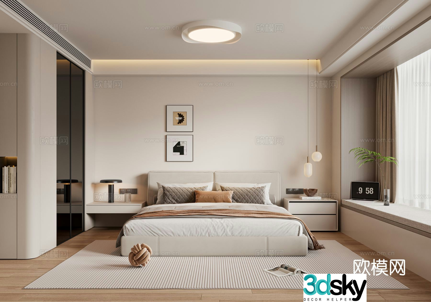 Cream style bedroom master bedroom 3d model