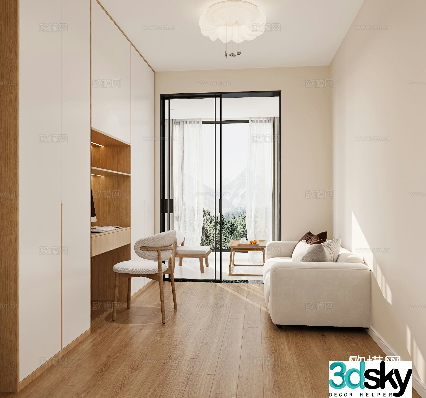 Modern study room 3d model