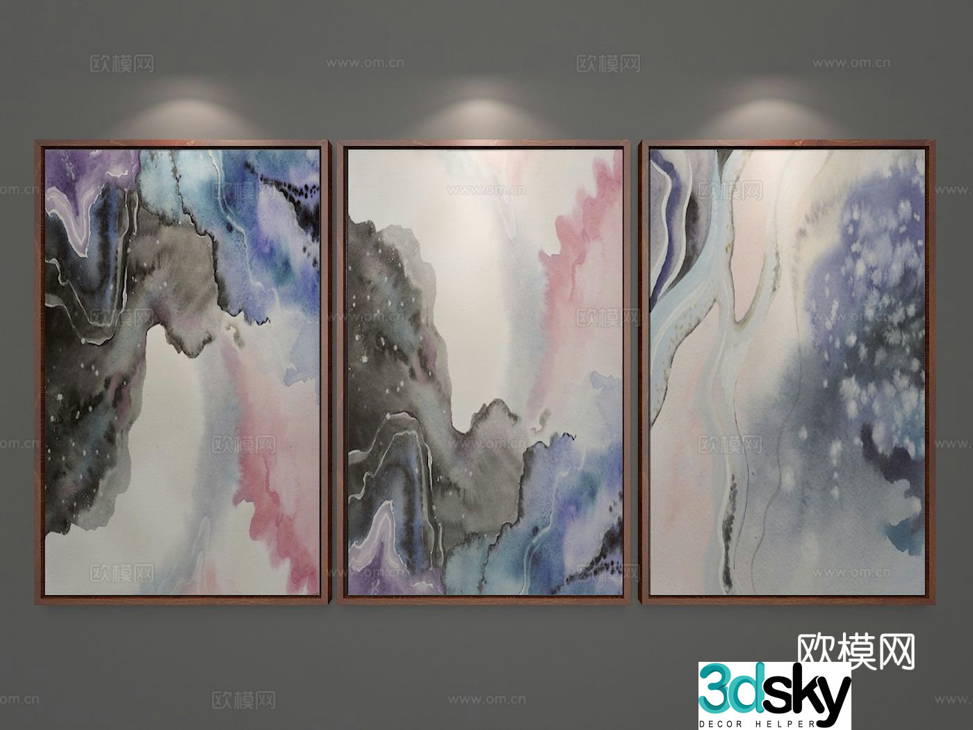 Decorative painting ink painting hanging painting 3d model