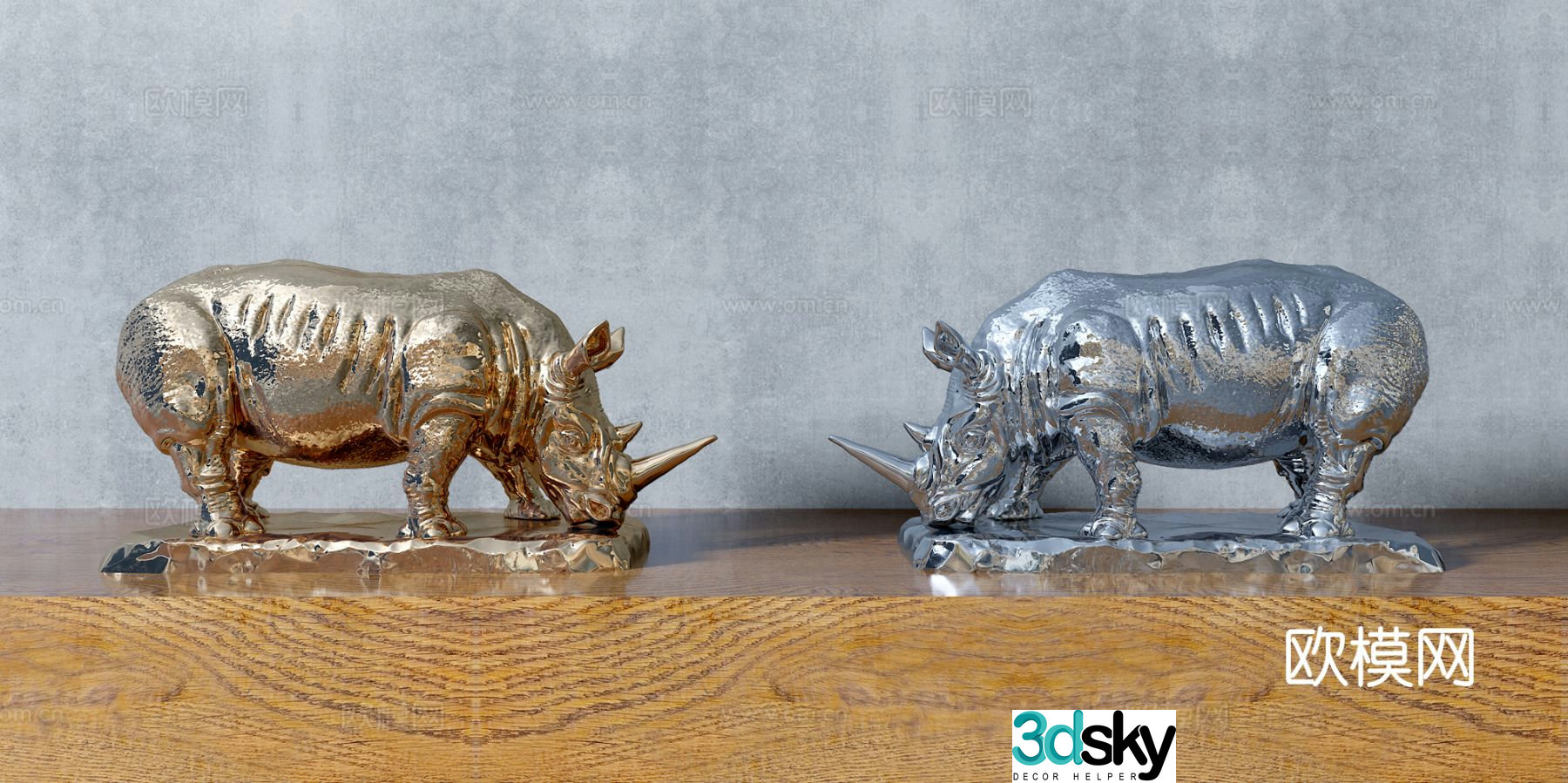 Rhino sculpture art ornament 3d model