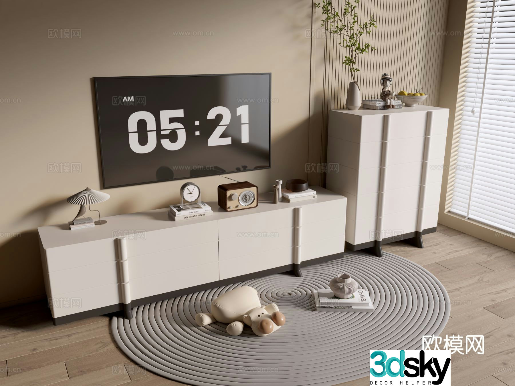 Cream style TV cabinet 3d model
