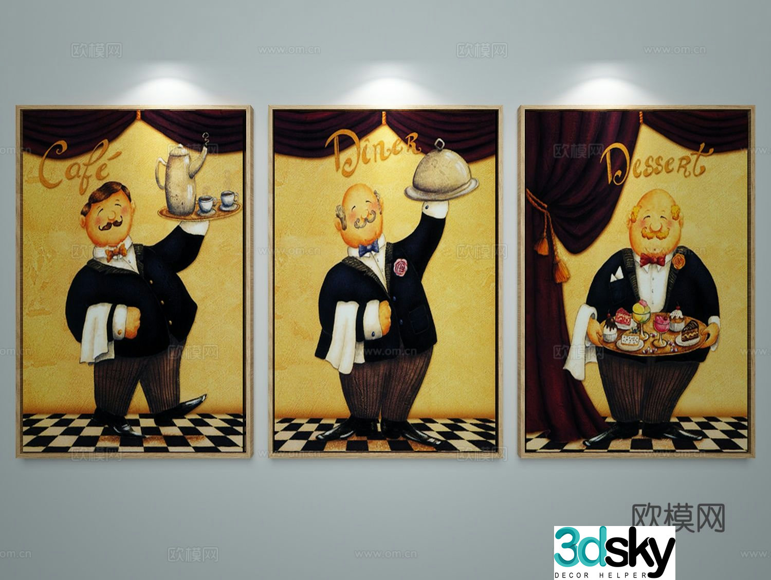 Modern figure painting combination painting decorative painting 3D model