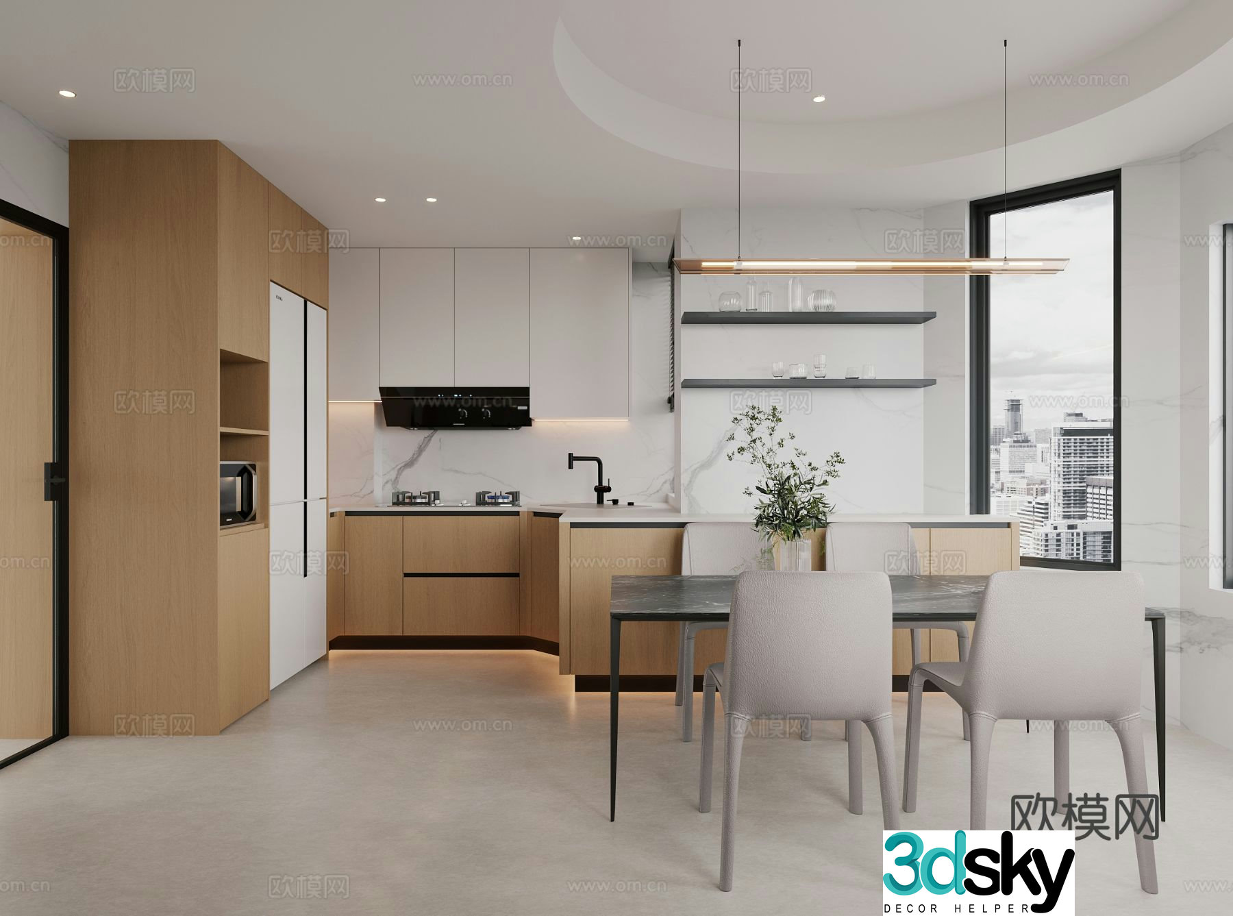 Open kitchen island cabinet 3d model