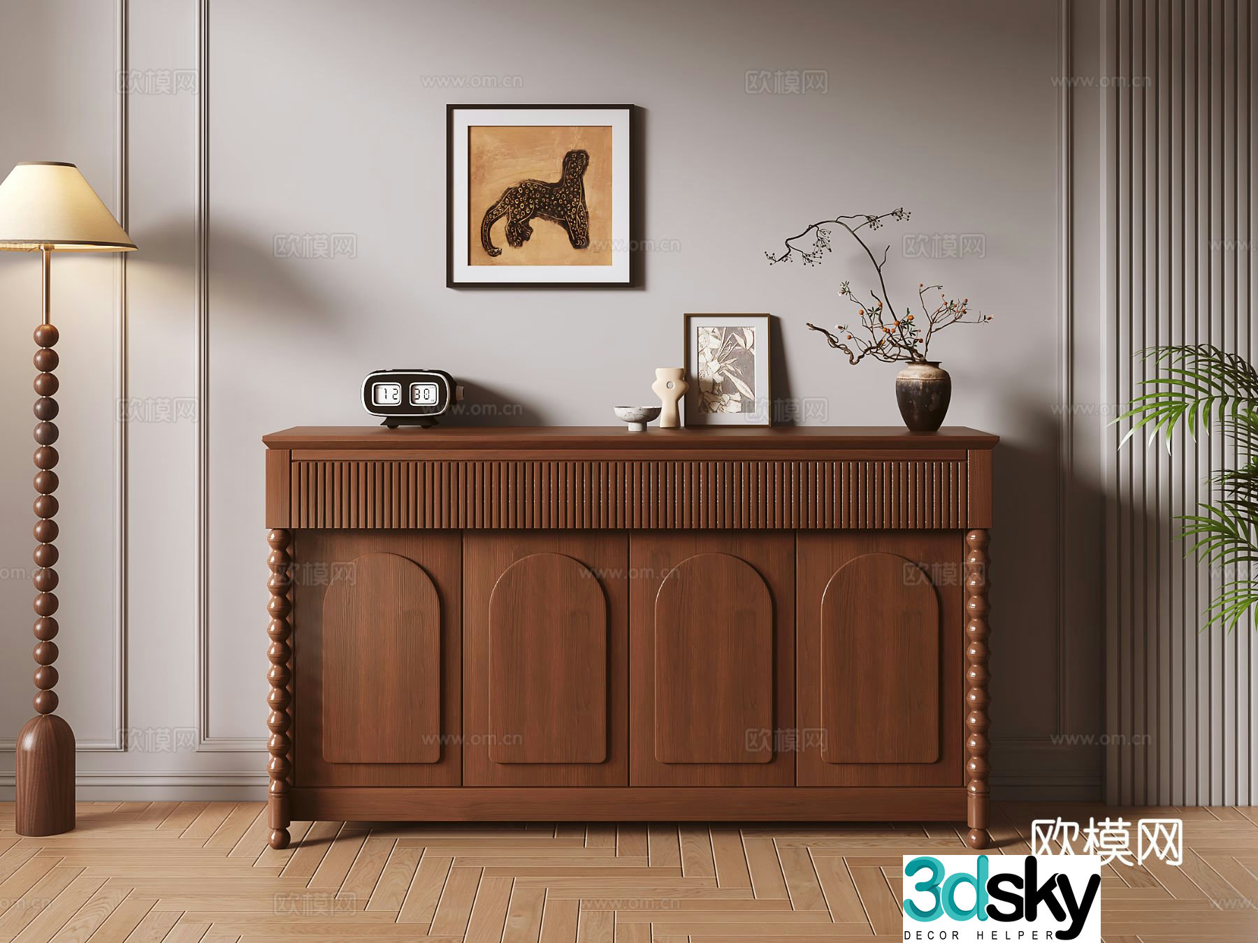 Medieval style entrance cabinet and side cabinet 3D model