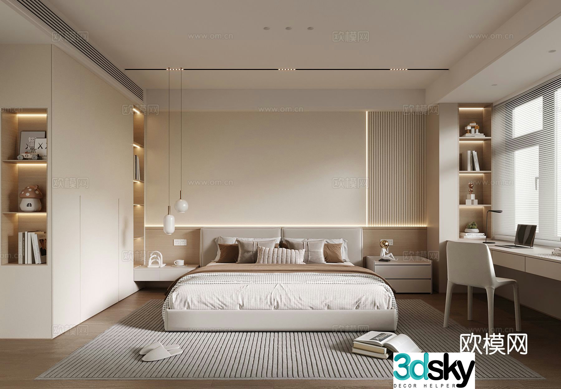 Cream style bedroom master bedroom 3d model