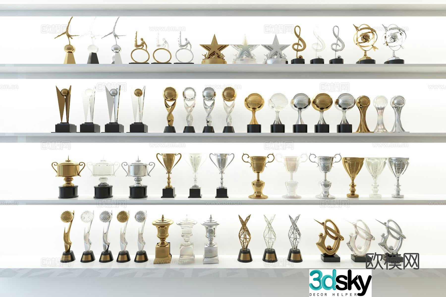 trophy gold cup medal 3d model