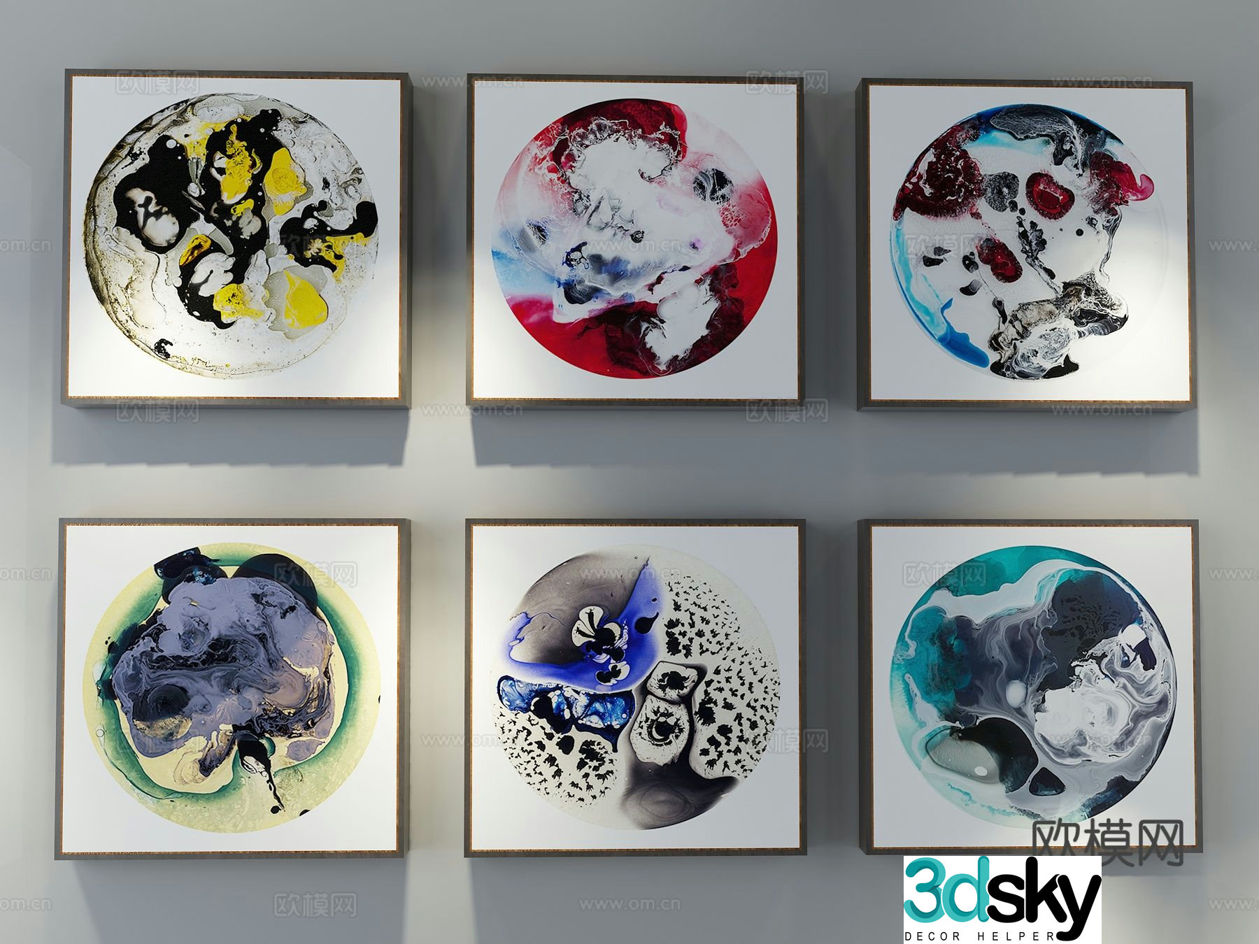 New Chinese style decorative painting ink painting hanging painting 3D model