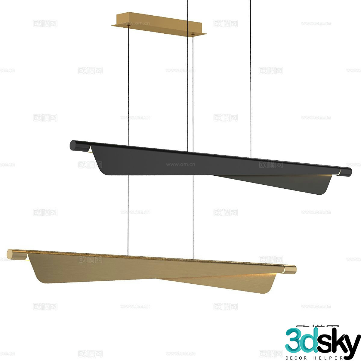Light luxury long chandelier 3d model