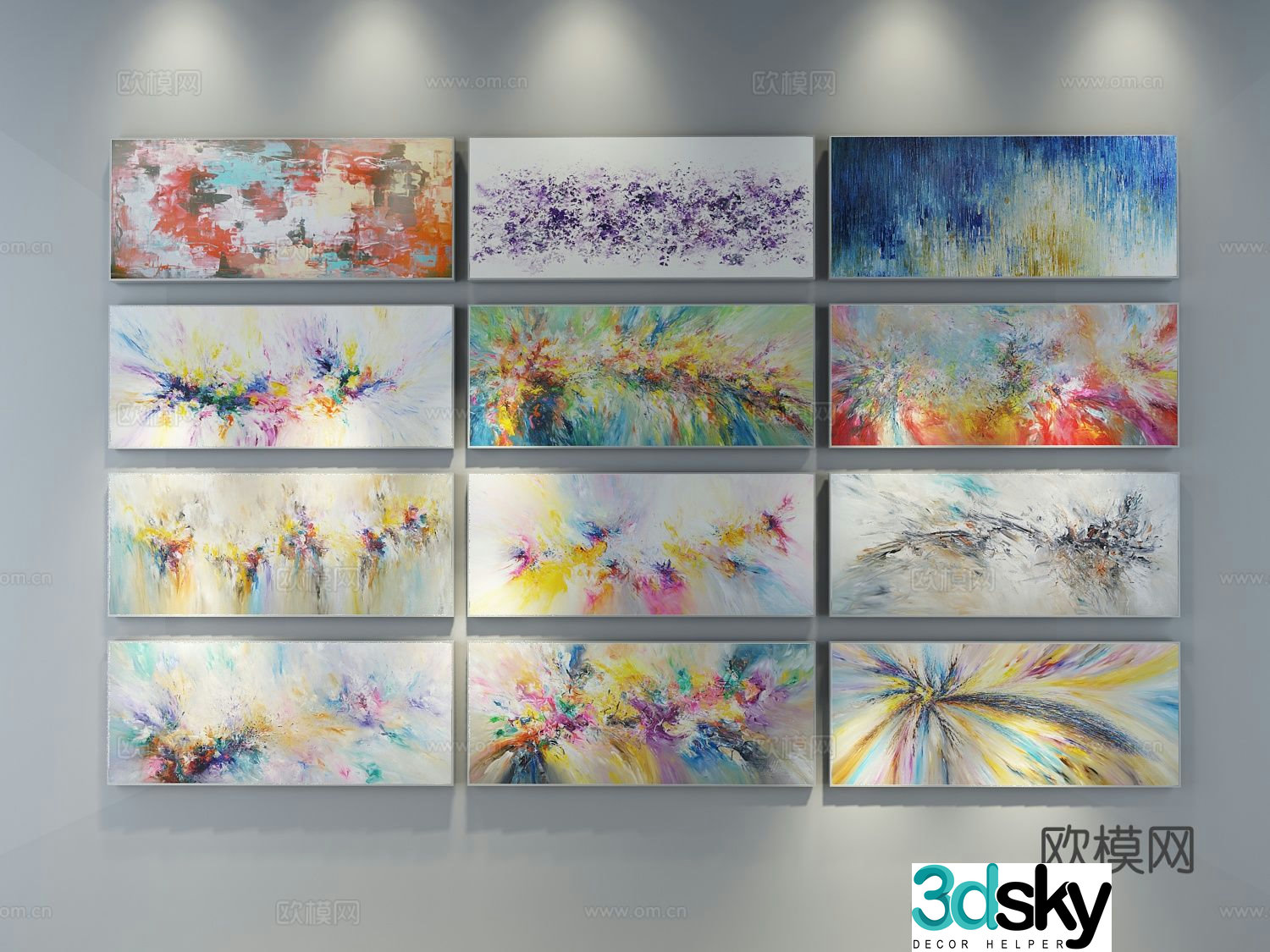 Decorative painting art painting combined hanging painting 3d model