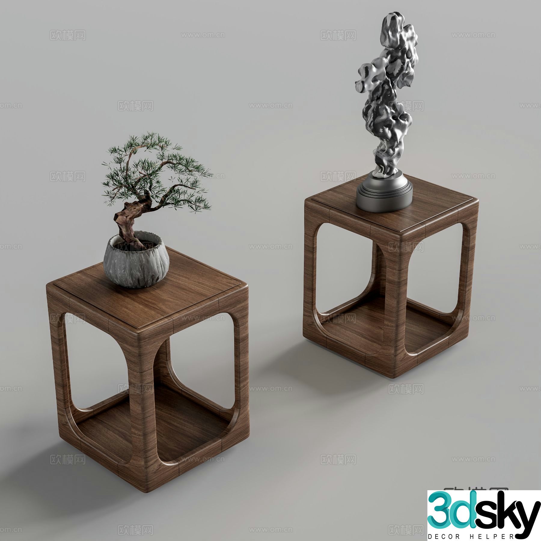 New Chinese style side table and corner table 3D model