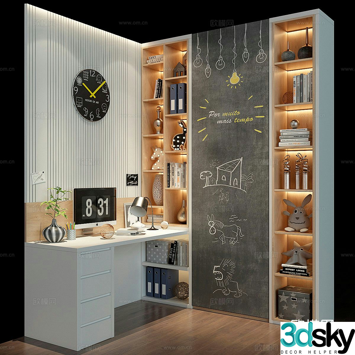 Modern bookcase 3d model