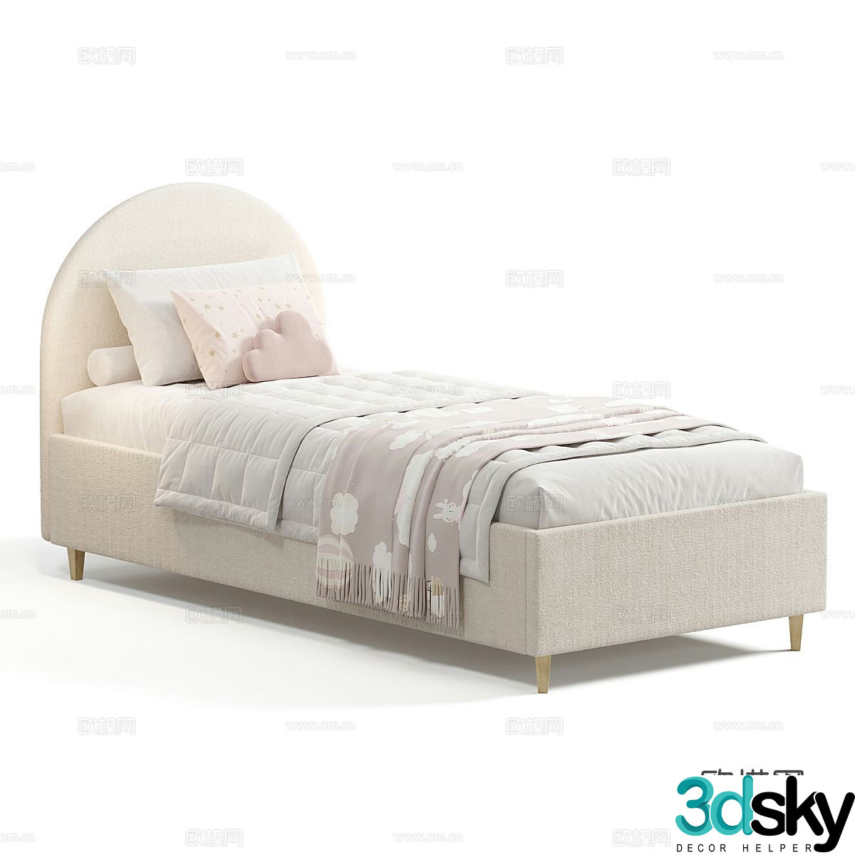 Modern simple single bed children’s bed 3d model