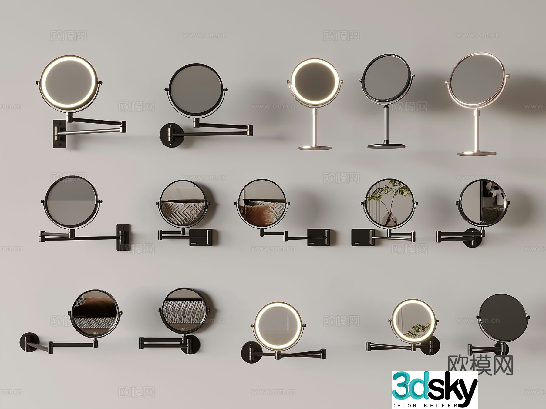 Smart mirror cosmetic mirror rotating folding mirror vanity mirror beauty mirror 3D model