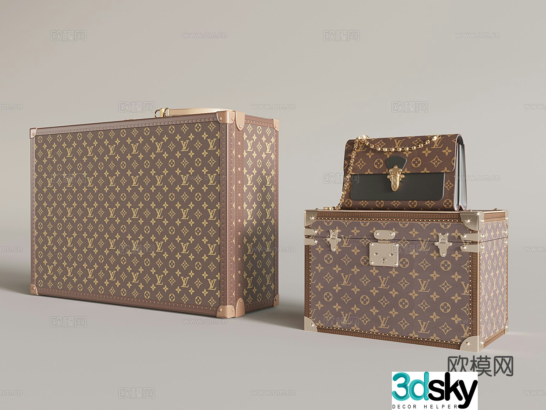 HermÃ¨s bag luggage suitcase storage box 3d model