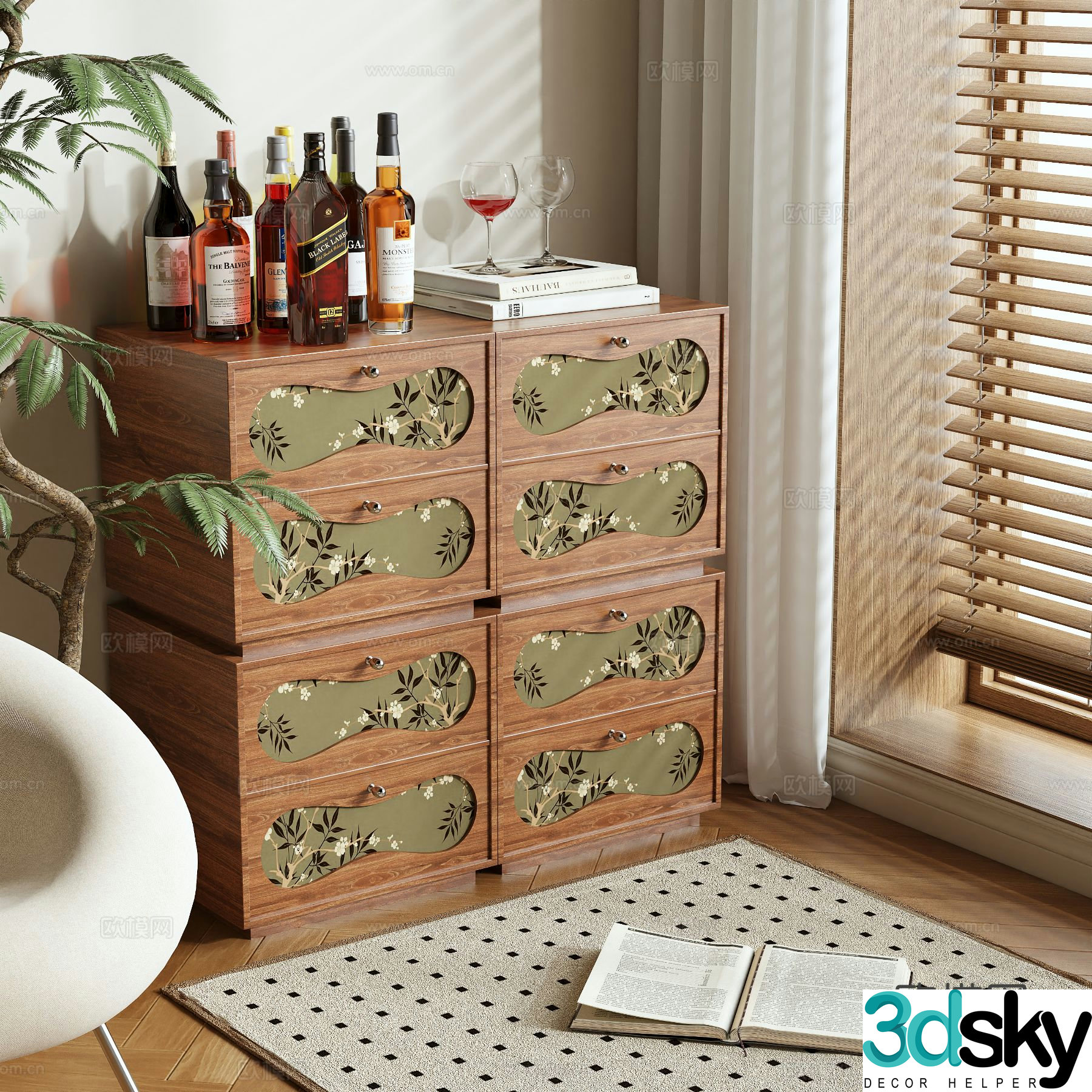 Medieval style chest of drawers 3D model