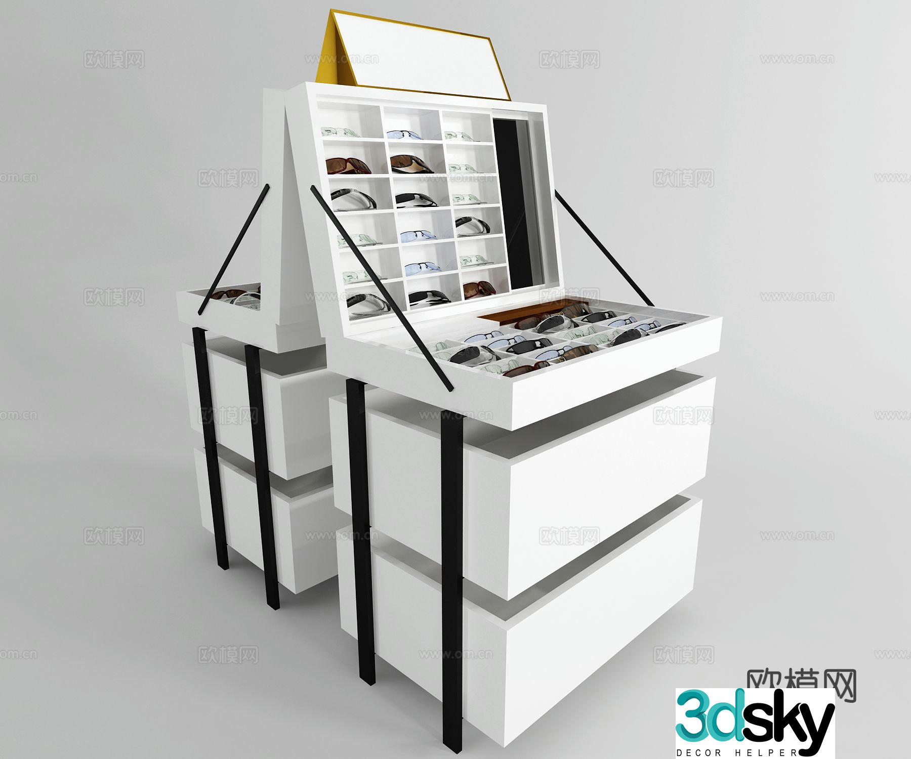 Modern glasses display cabinet 3d model