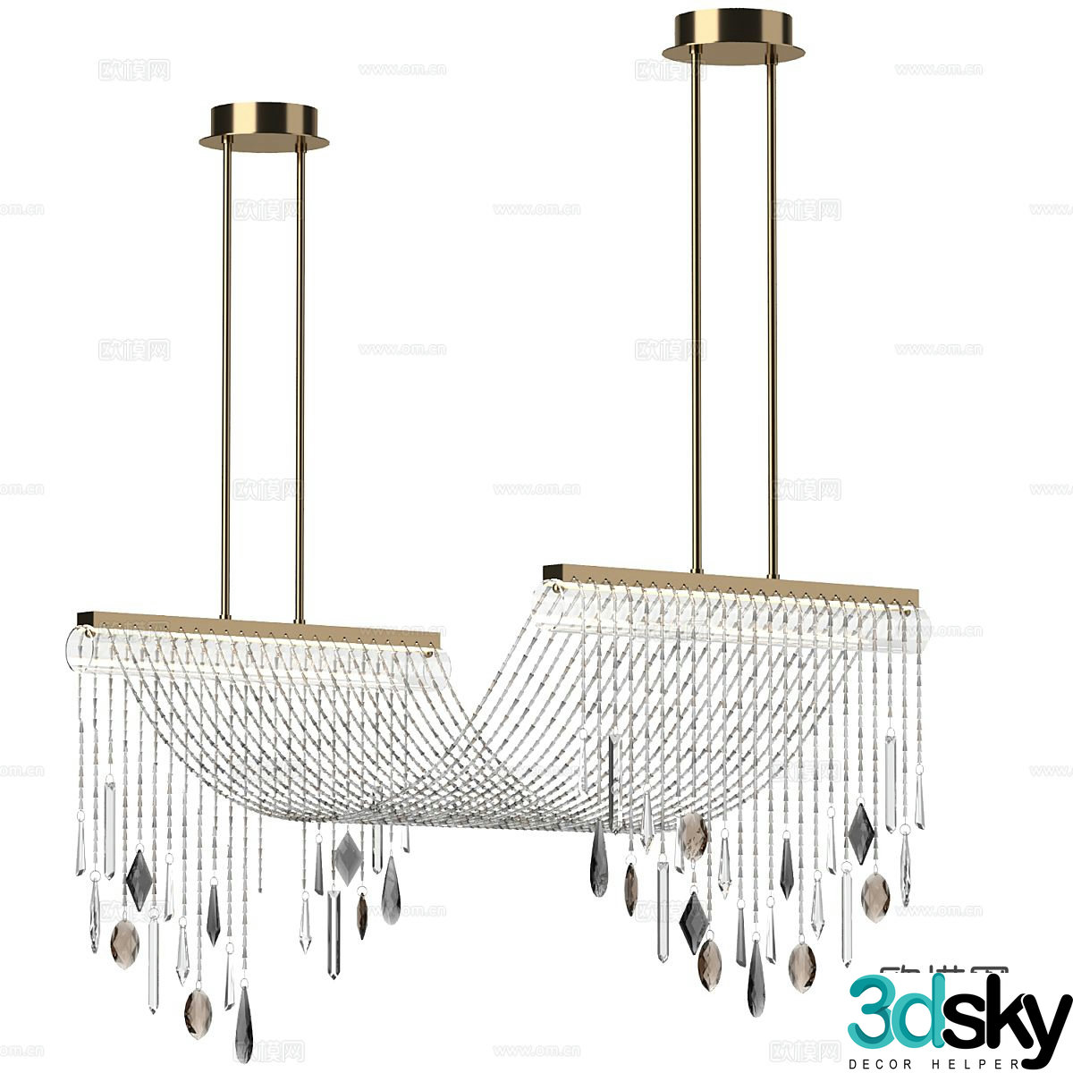 Light luxury crystal chandelier 3d model