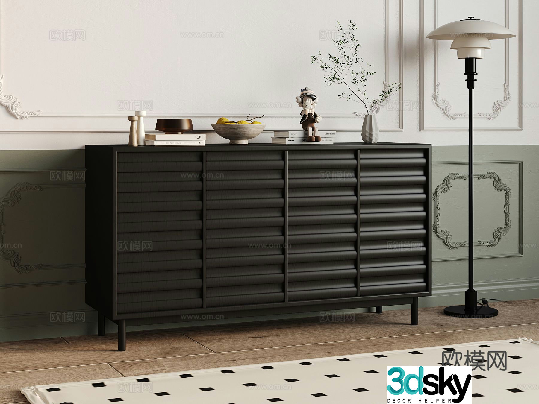 French entryway cabinet side cabinet 3d model