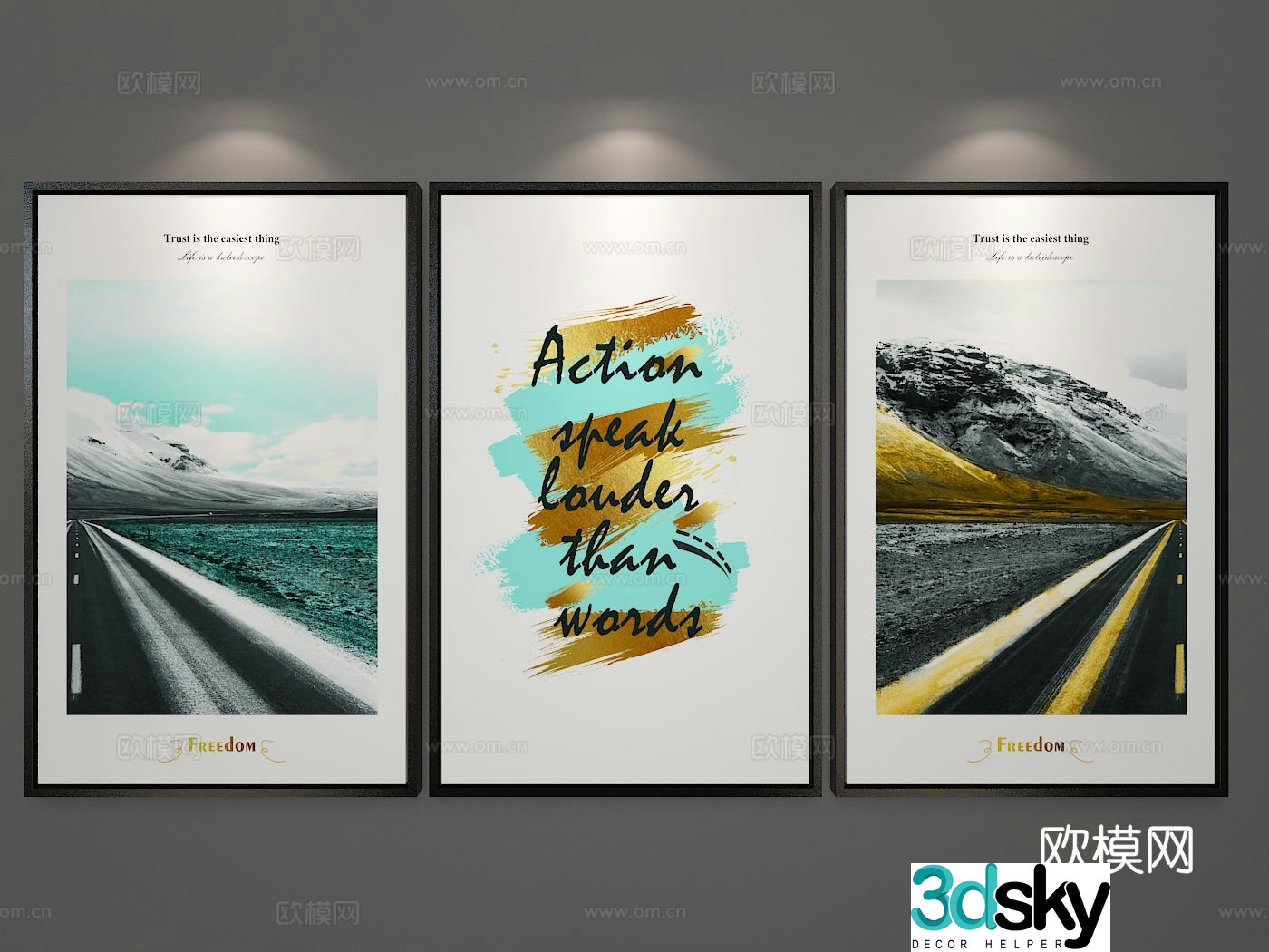 Modern landscape painting art painting decorative painting 3d model