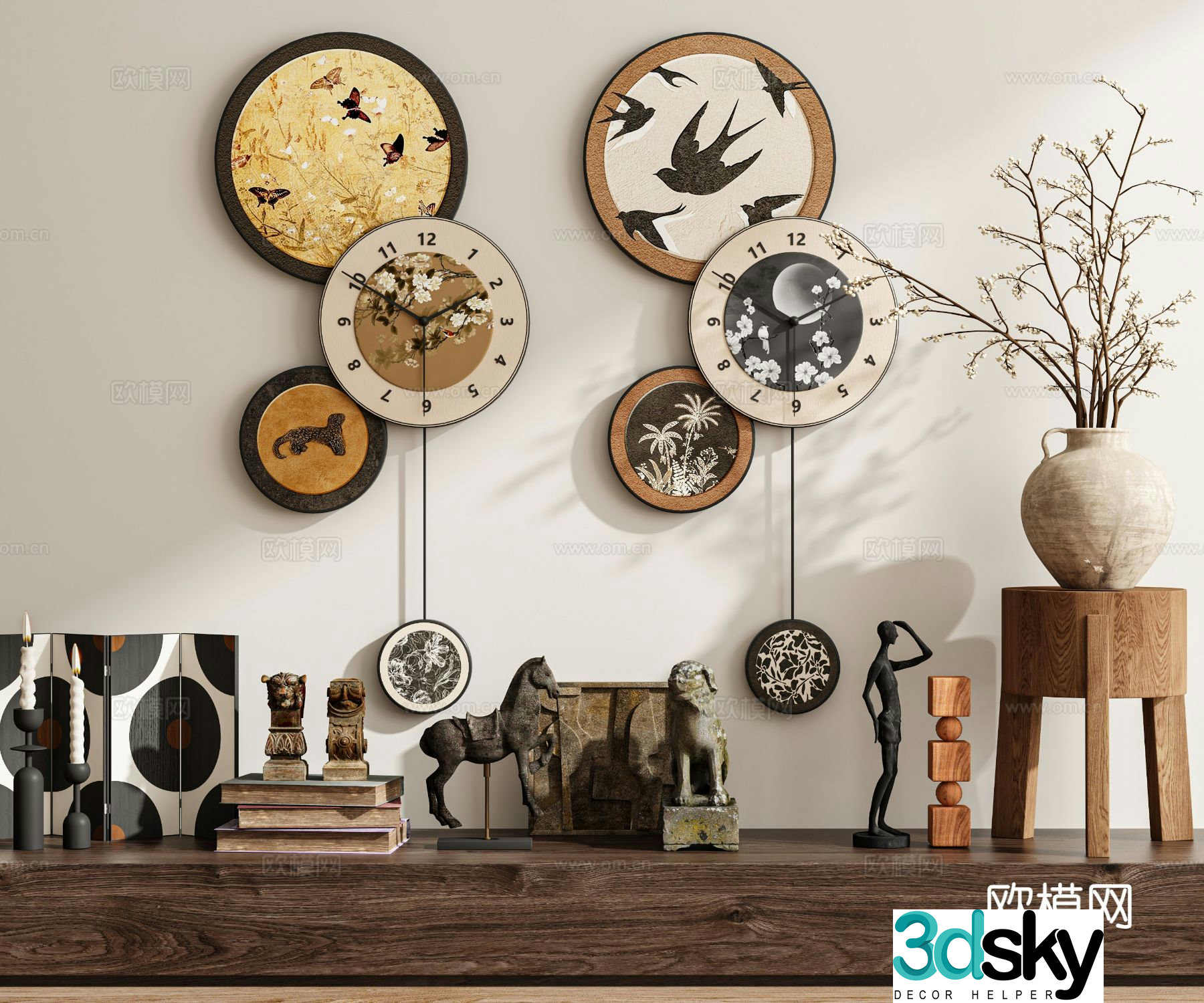 Medieval style clock clock wall clock 3d model