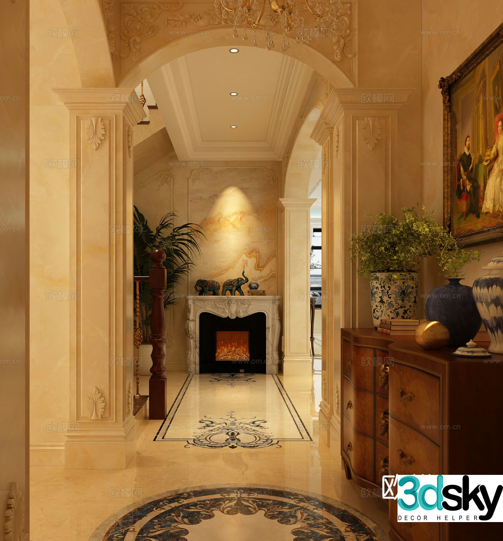 French entrance hall entrance hall aisle 3D model