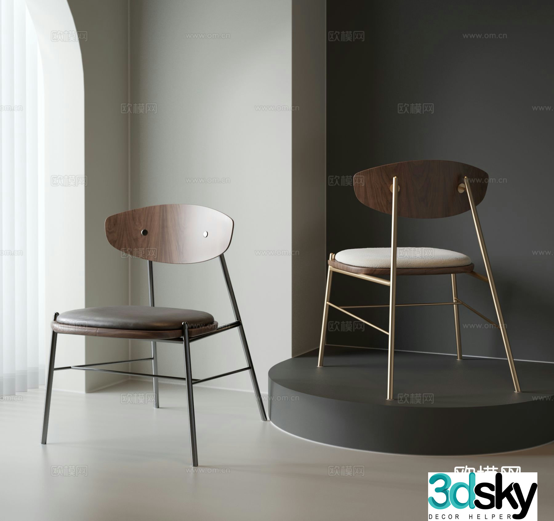 Medieval style chair dining chair 3d model
