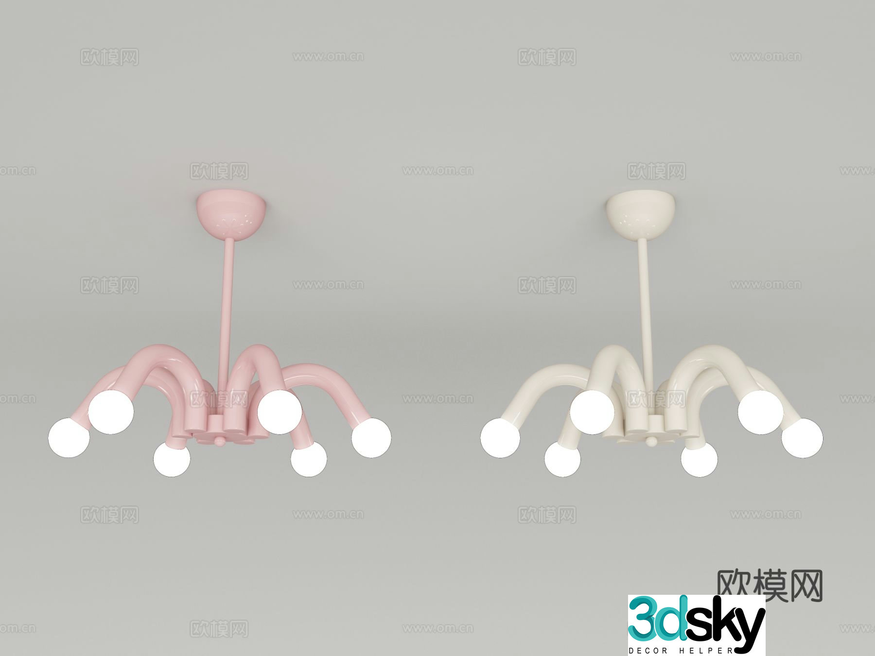 Cream style chandelier 3d model