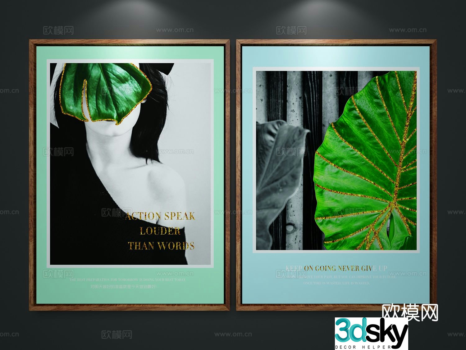 Nordic figure painting plant decorative painting 3d model