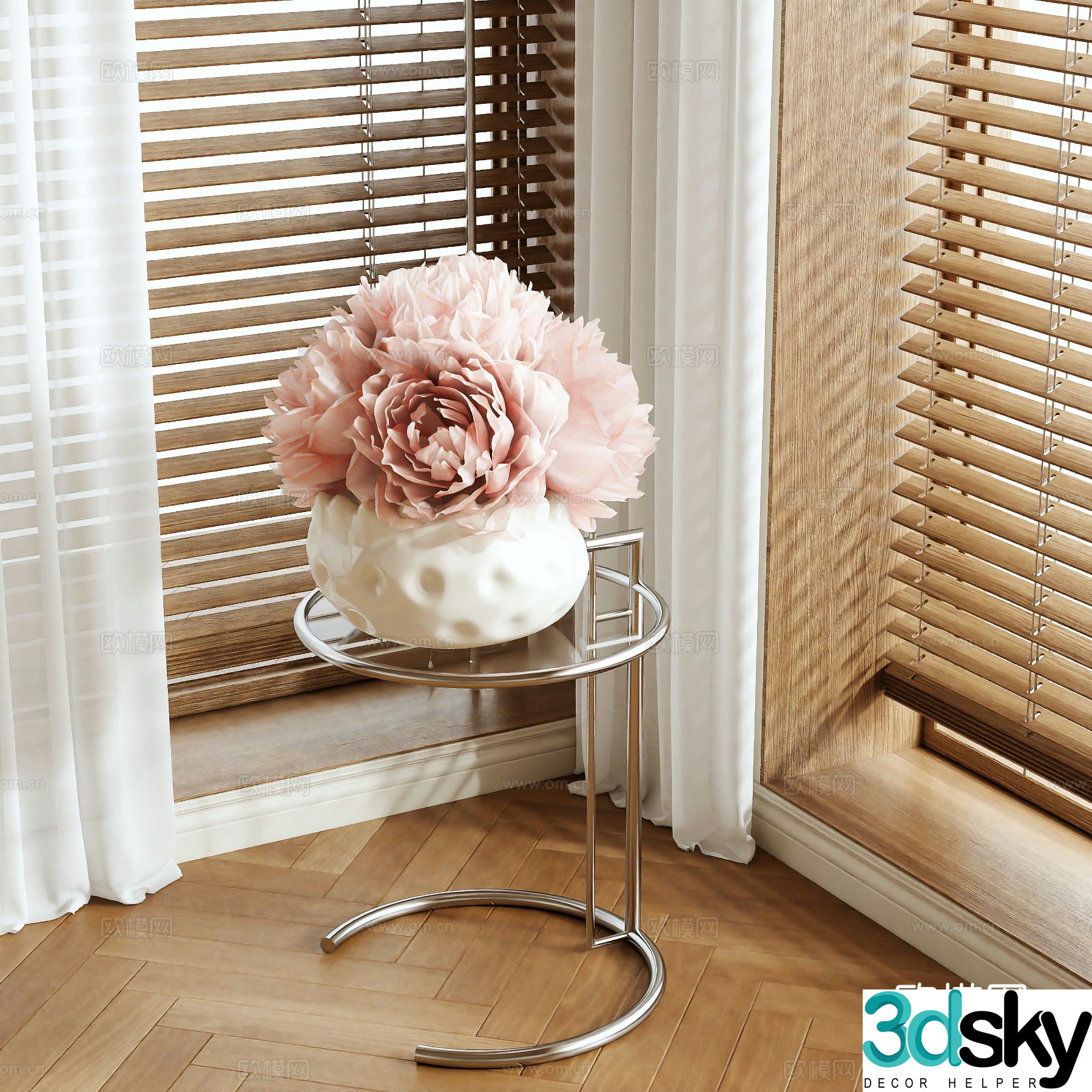 Cream style flowers vase floral arrangement flower arrangement 3d model