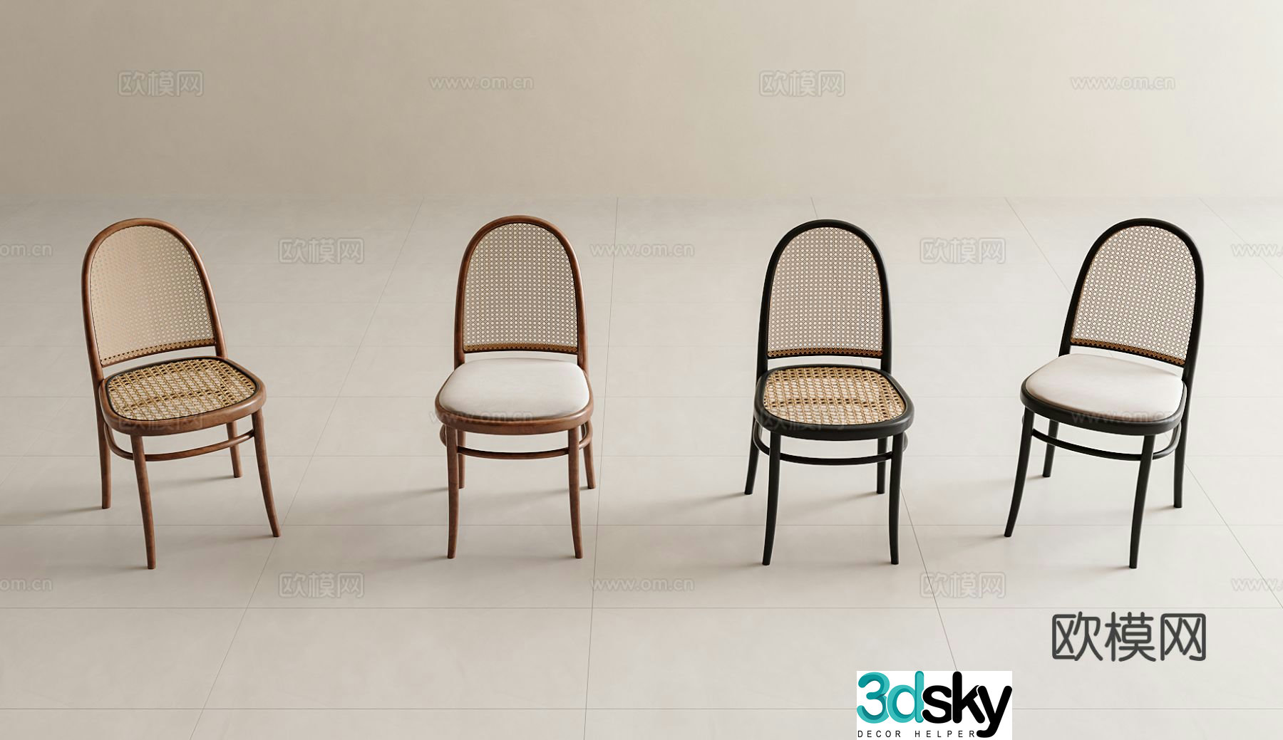 Medieval style dining chair rattan chair chair 3d model