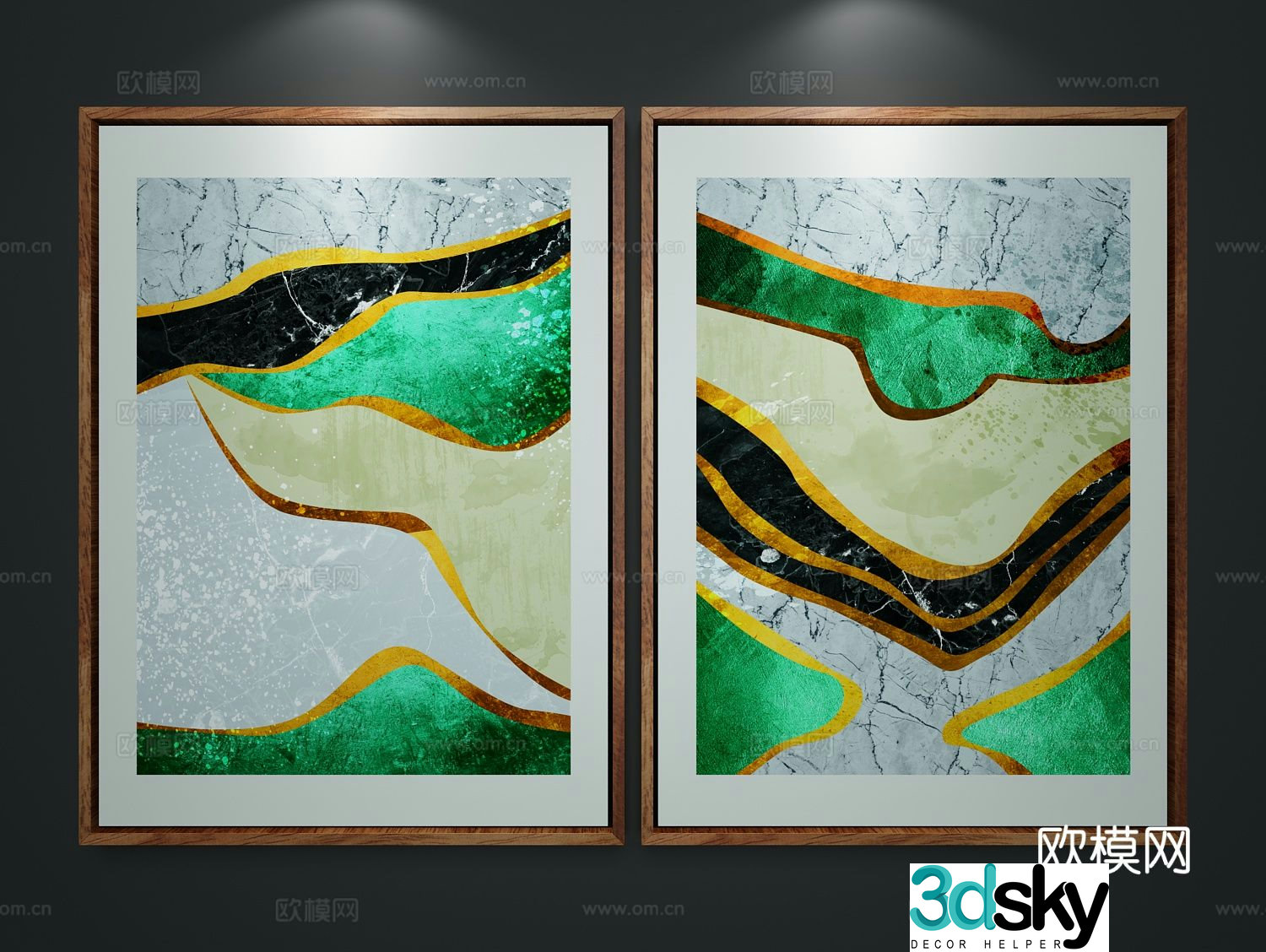 Nordic decorative painting abstract hanging painting 3d model