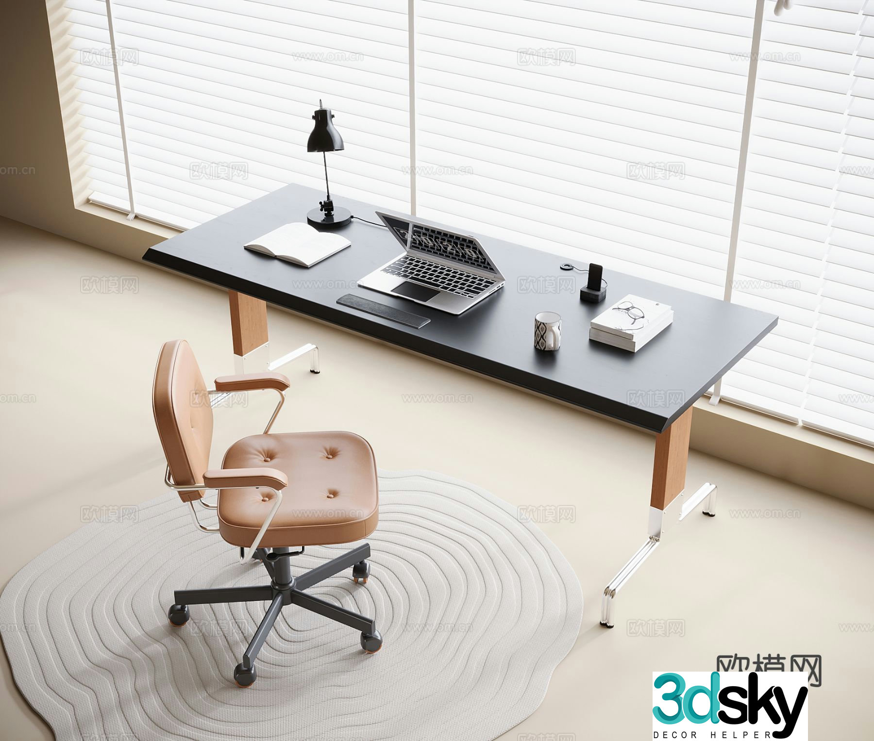 Lift desk and chair computer desk and chair office chair 3d model