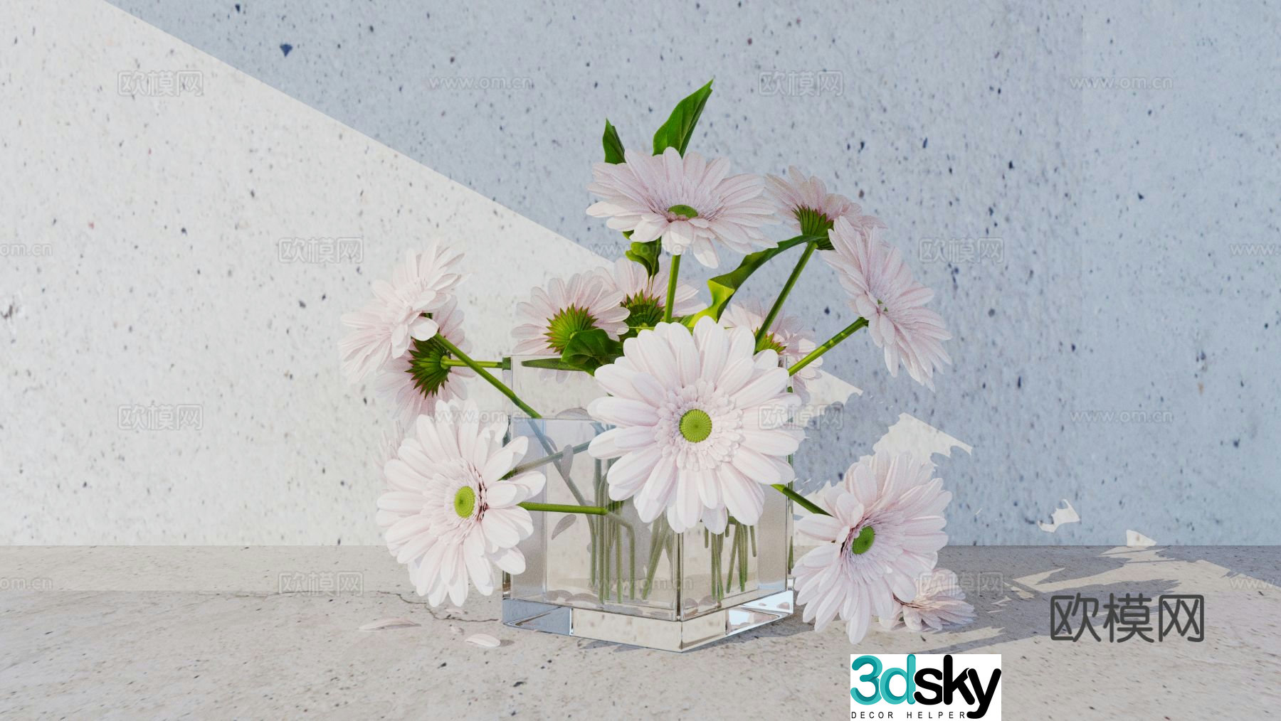 floral vase chrysanthemum flowers 3d model
