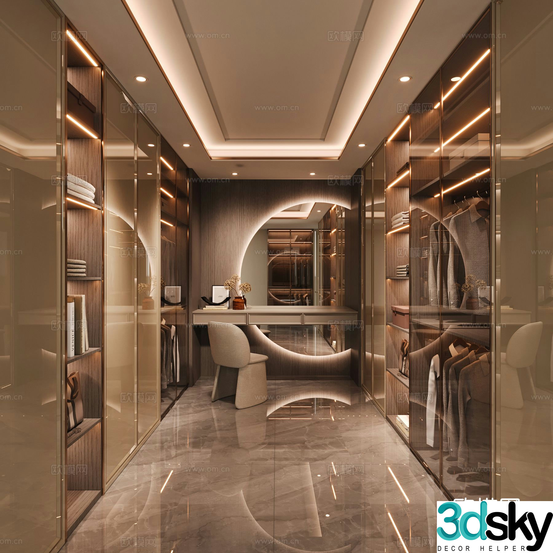 Modern walk-in closet 3d model