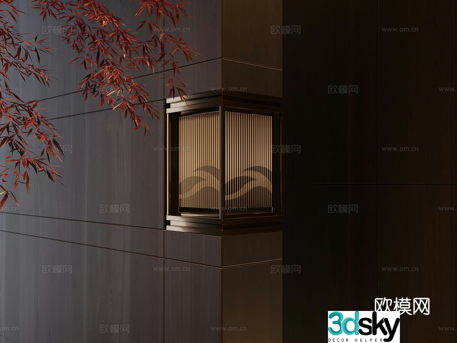 New Chinese style recessed wall lamp corner wall lamp 3D model