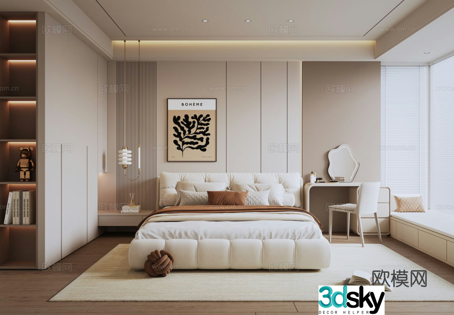 Cream style bedroom second bedroom 3D model