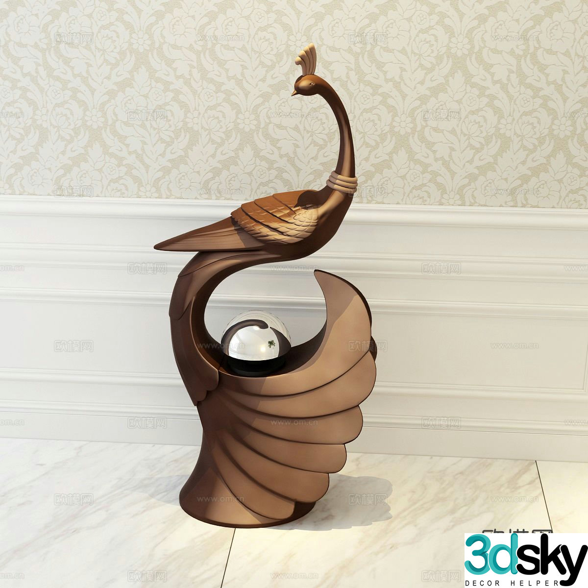 European style peacock sculpture ornaments 3D model