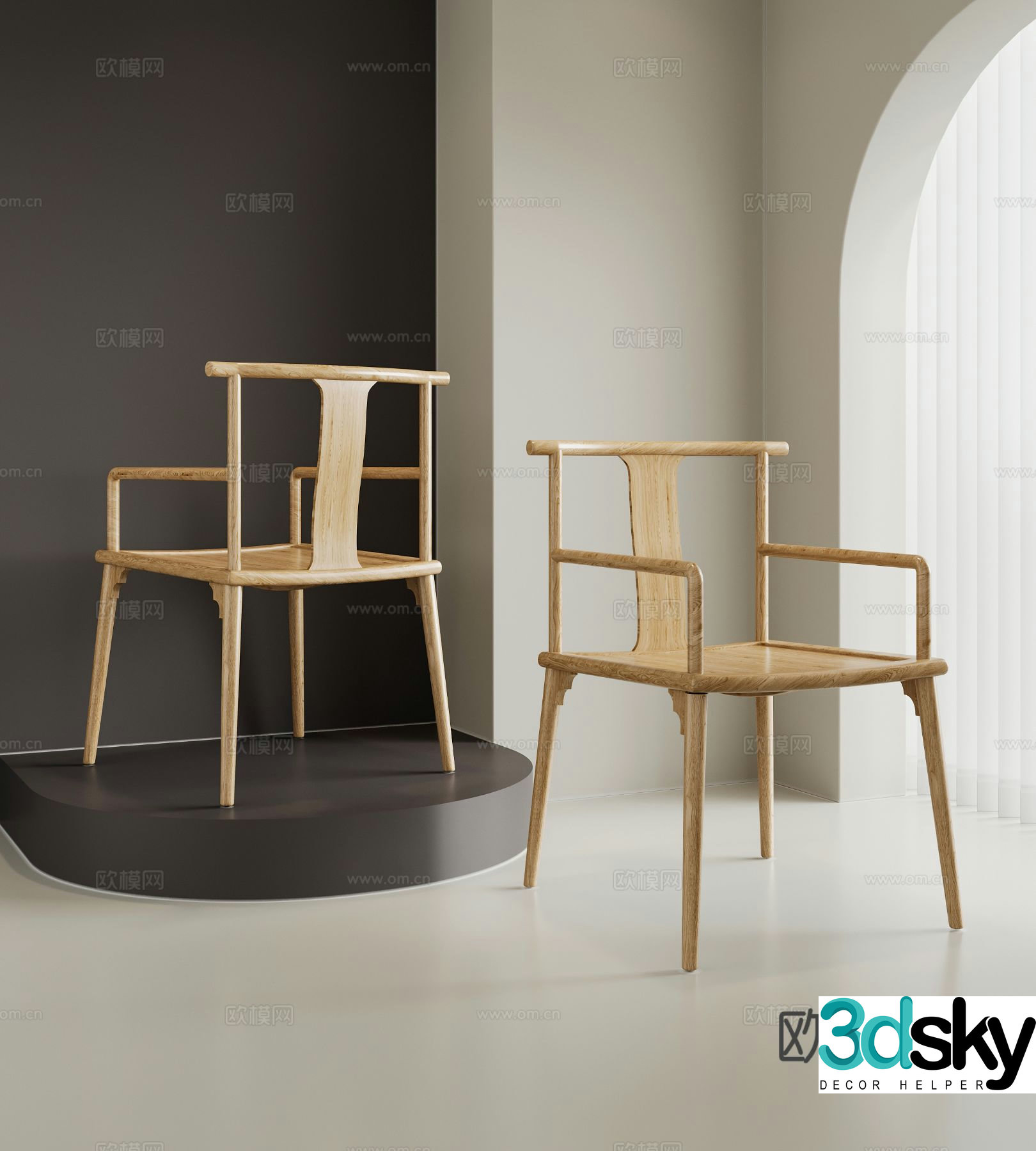 New Chinese style chair Taishi chair 3d model