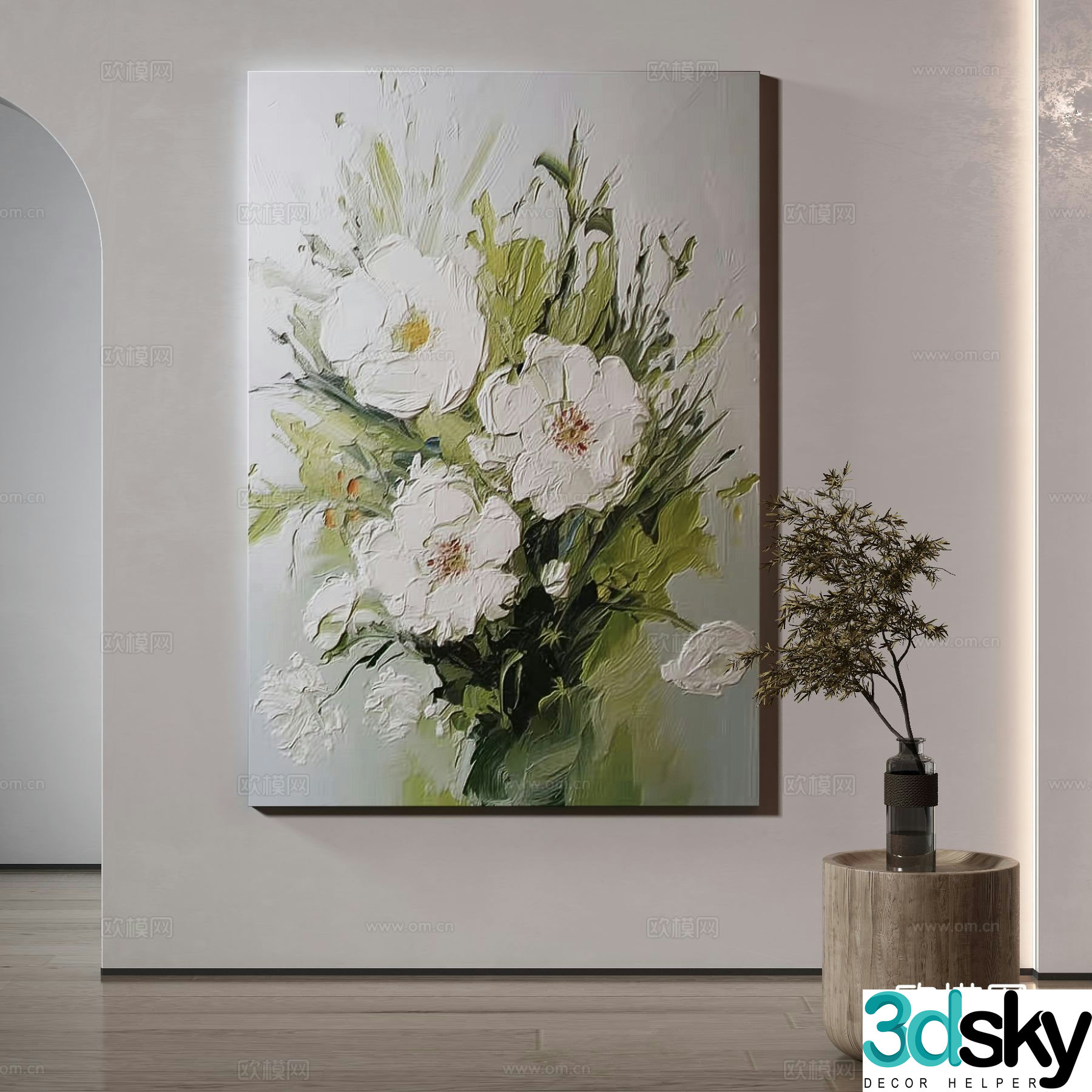 Decorative painting texture painting flower hanging painting 3d model