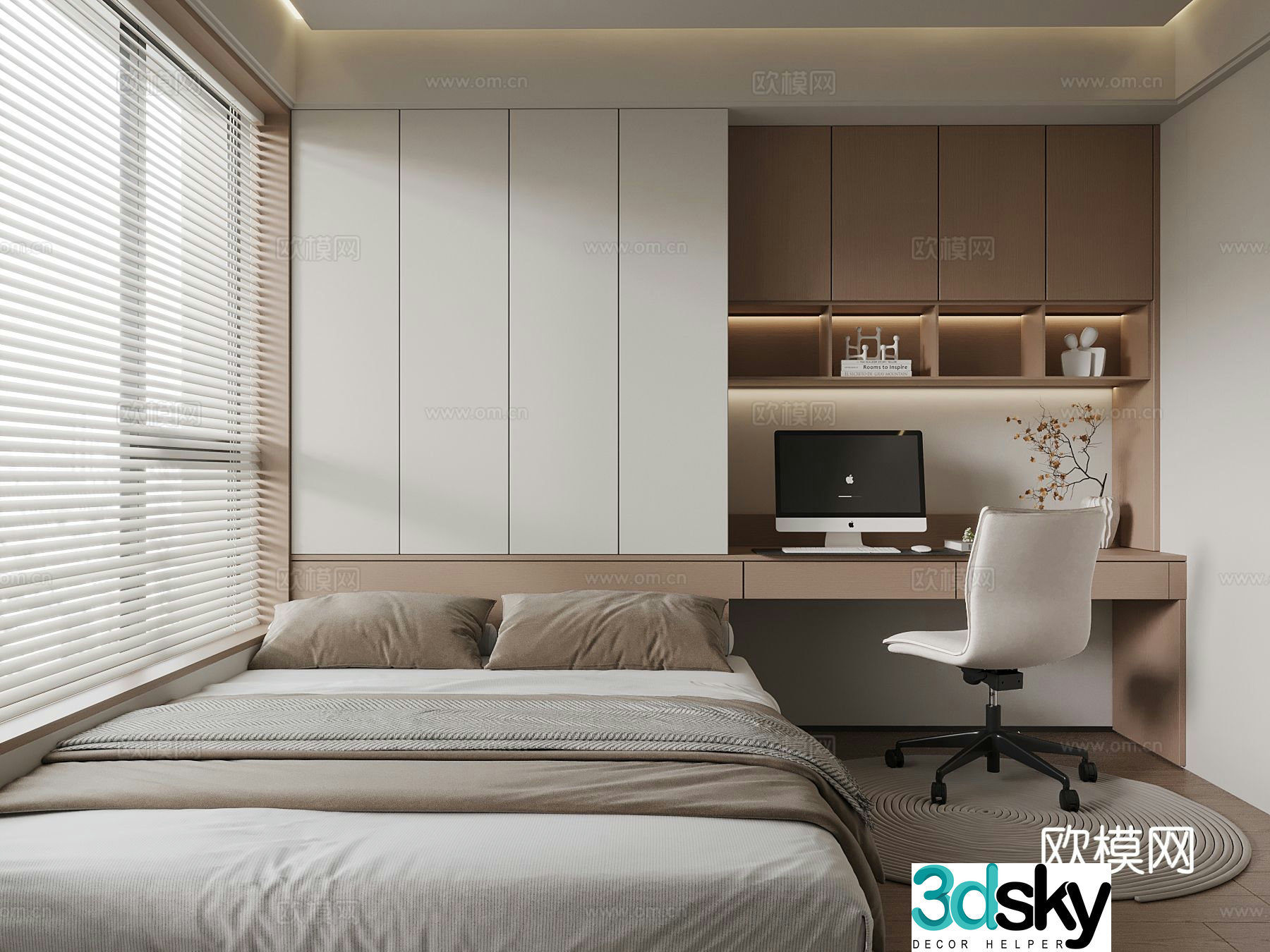 Modern tatami bedroom 3d model