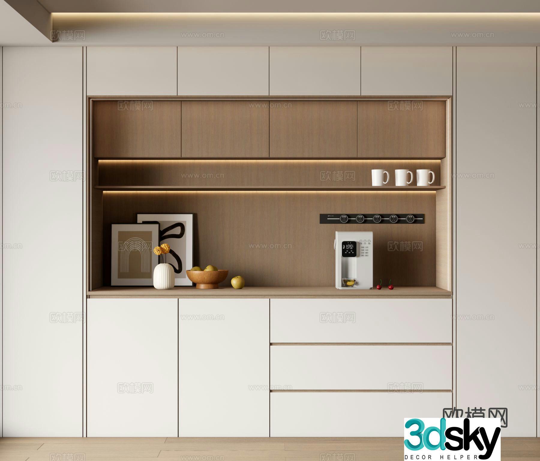 Cream style sideboard 3d model