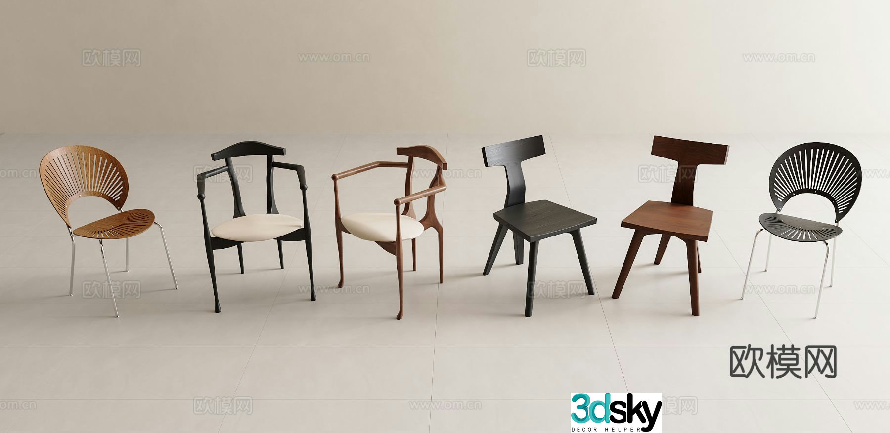 Medieval style chair dining chair shell chair 3d model